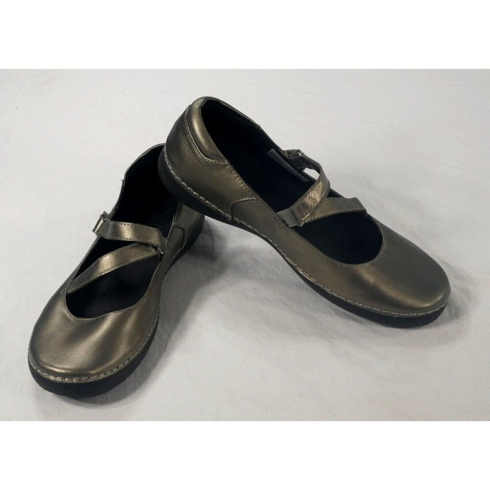 Vionic Orthaheel Judith Pewter Metallic Leather Mary Jane Shoes Wms Size 8.5